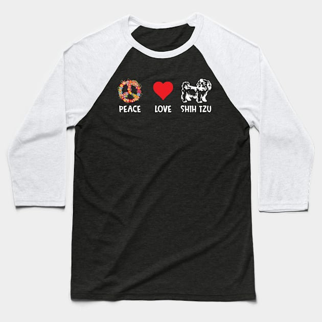 Peace Love Shih Tzu Baseball T-Shirt by Tee-hub